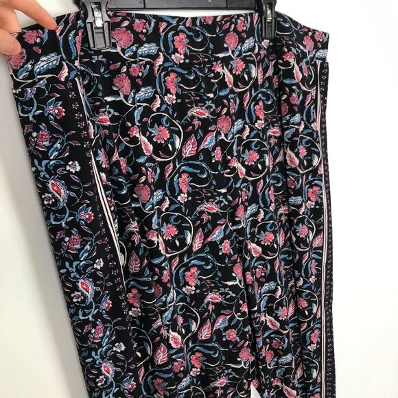 Roz & Ali Black Pink Blue Floral Wide Leg Pants Women's Size 2X - Picture 4 of 6